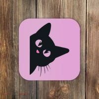 Cute Black Cat Halloween Costume Kitten Adult Coaster thumb 0