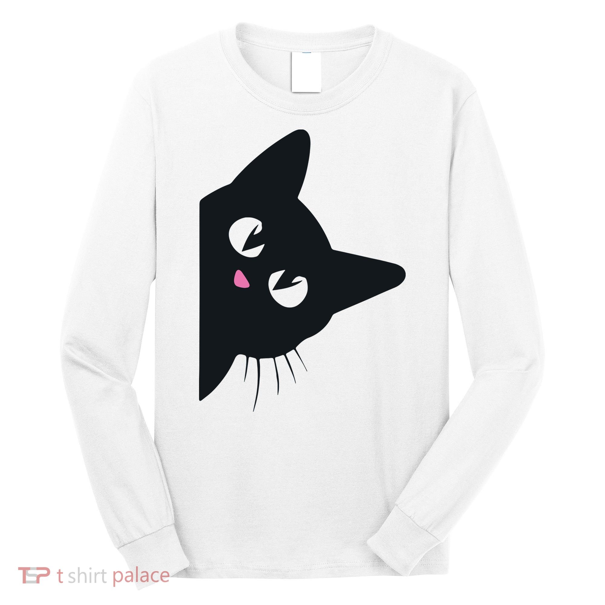 Cute Black Cat Halloween Costume Kitten Adult Long Sleeve Shirt
