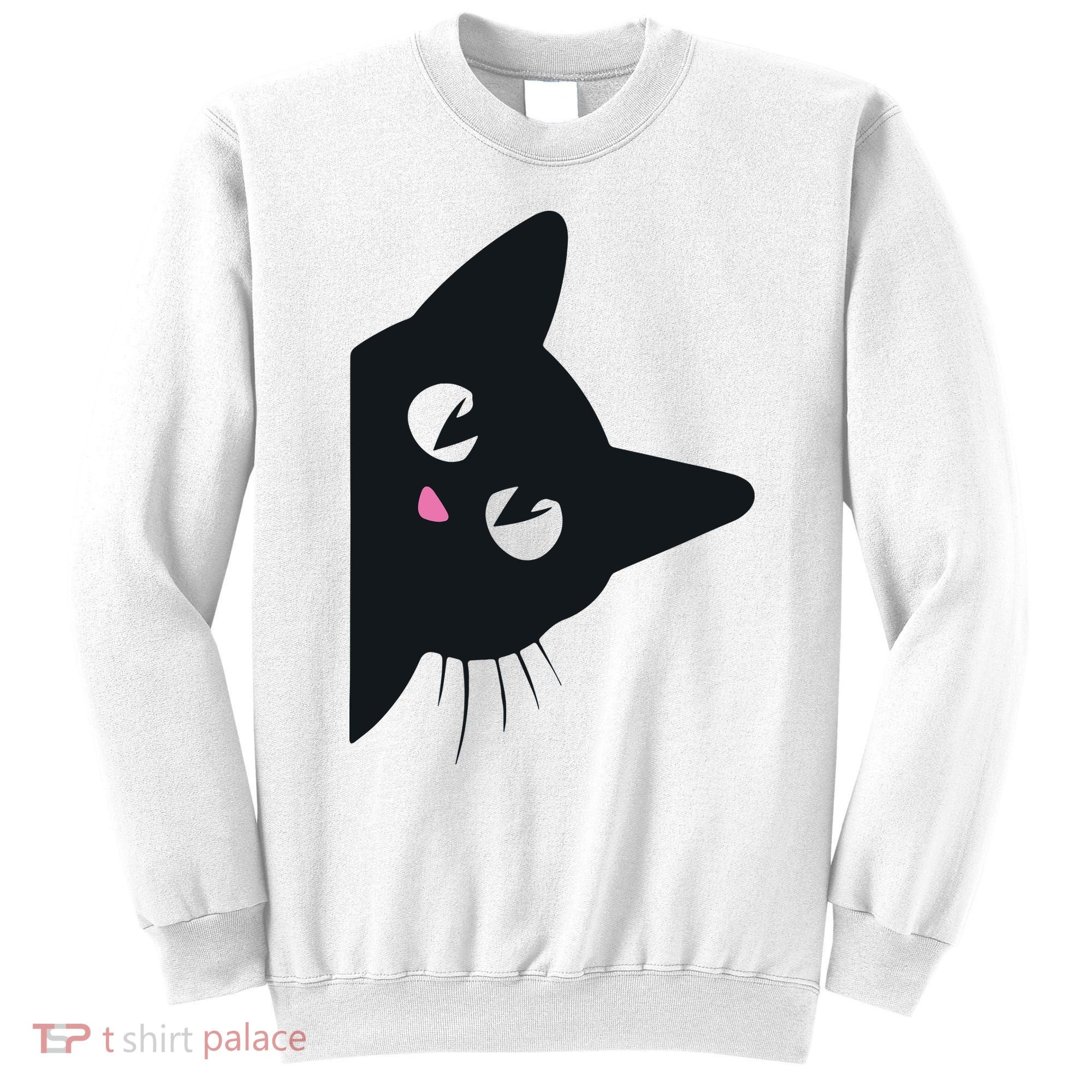 Cute Black Cat Halloween Costume Kitten Adult Sweatshirt