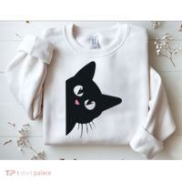 Cute Black Cat Halloween Costume Kitten Adult Sweatshirt thumb 2