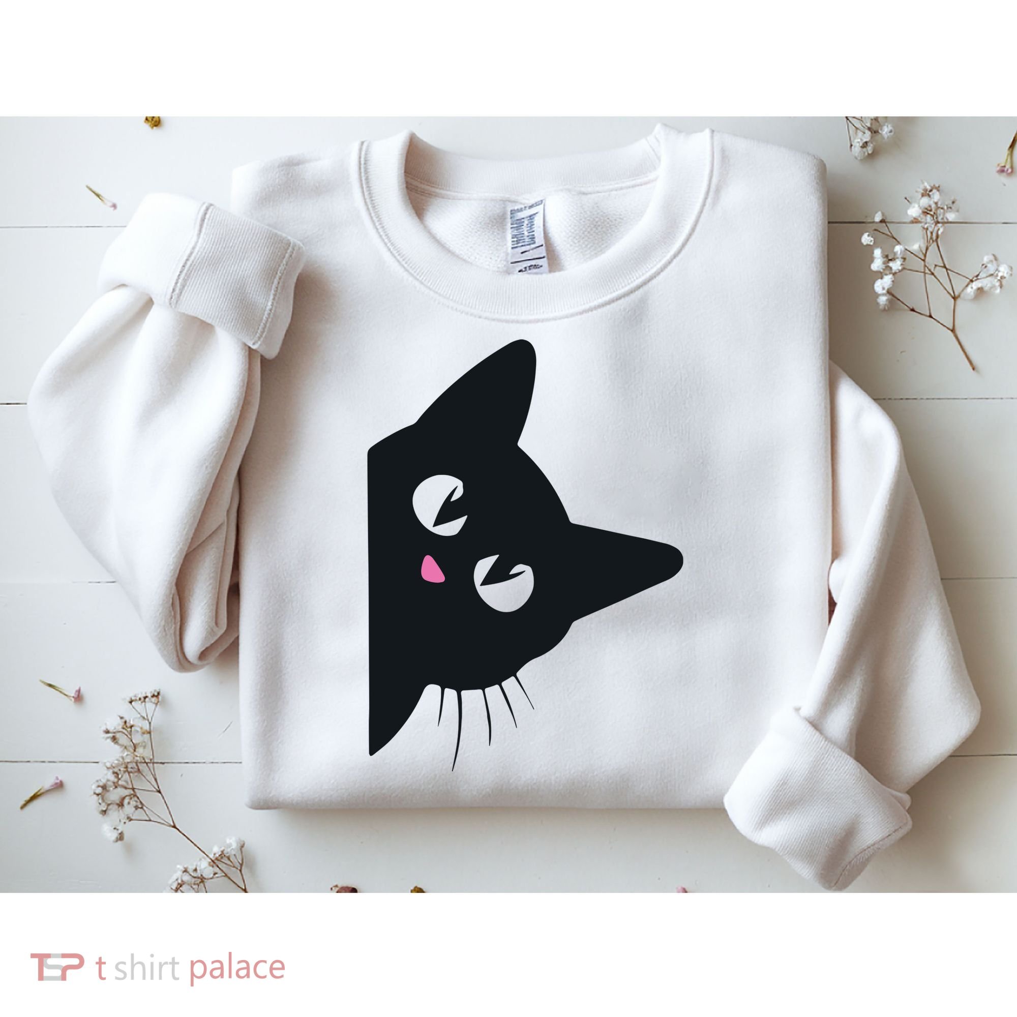 Cute Black Cat Halloween Costume Kitten Adult Sweatshirt