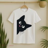 Cute Black Cat Halloween Costume Kitten Adult T-Shirt thumb 2