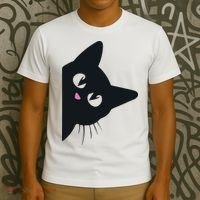 Cute Black Cat Halloween Costume Kitten Adult T-Shirt thumb 3