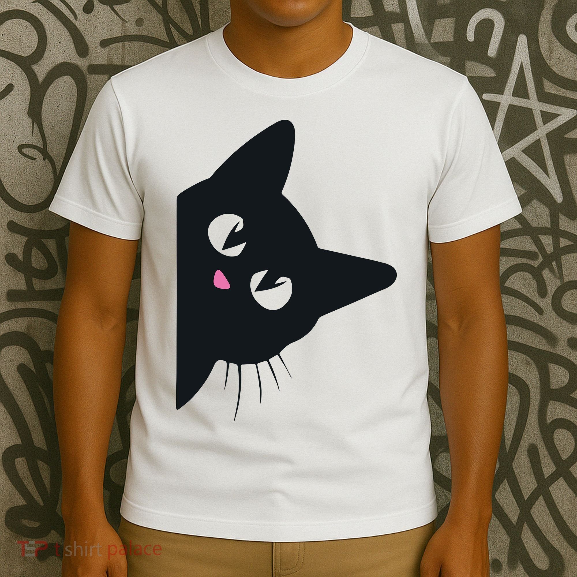 Cute Black Cat Halloween Costume Kitten Adult T-Shirt