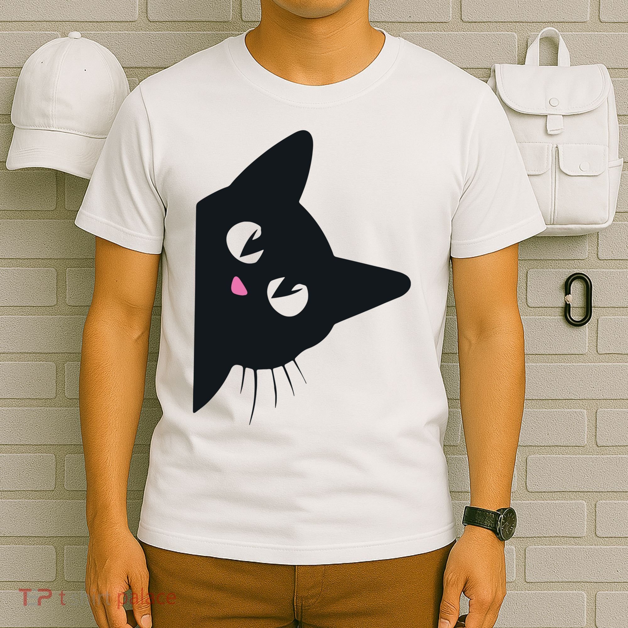 Cute Black Cat Halloween Costume Kitten Adult T-Shirt