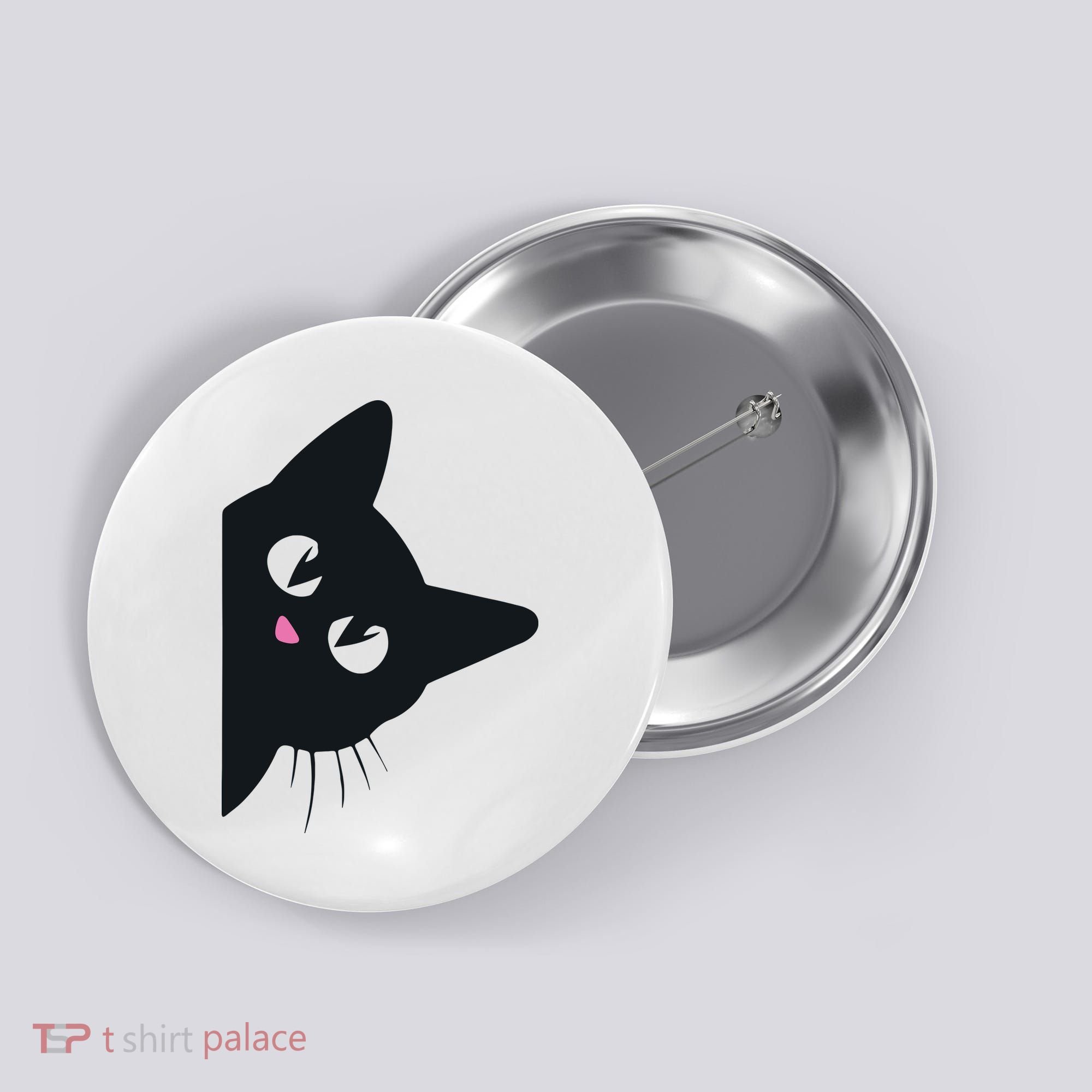 Cute Black Cat Halloween Costume Kitten Adult Button