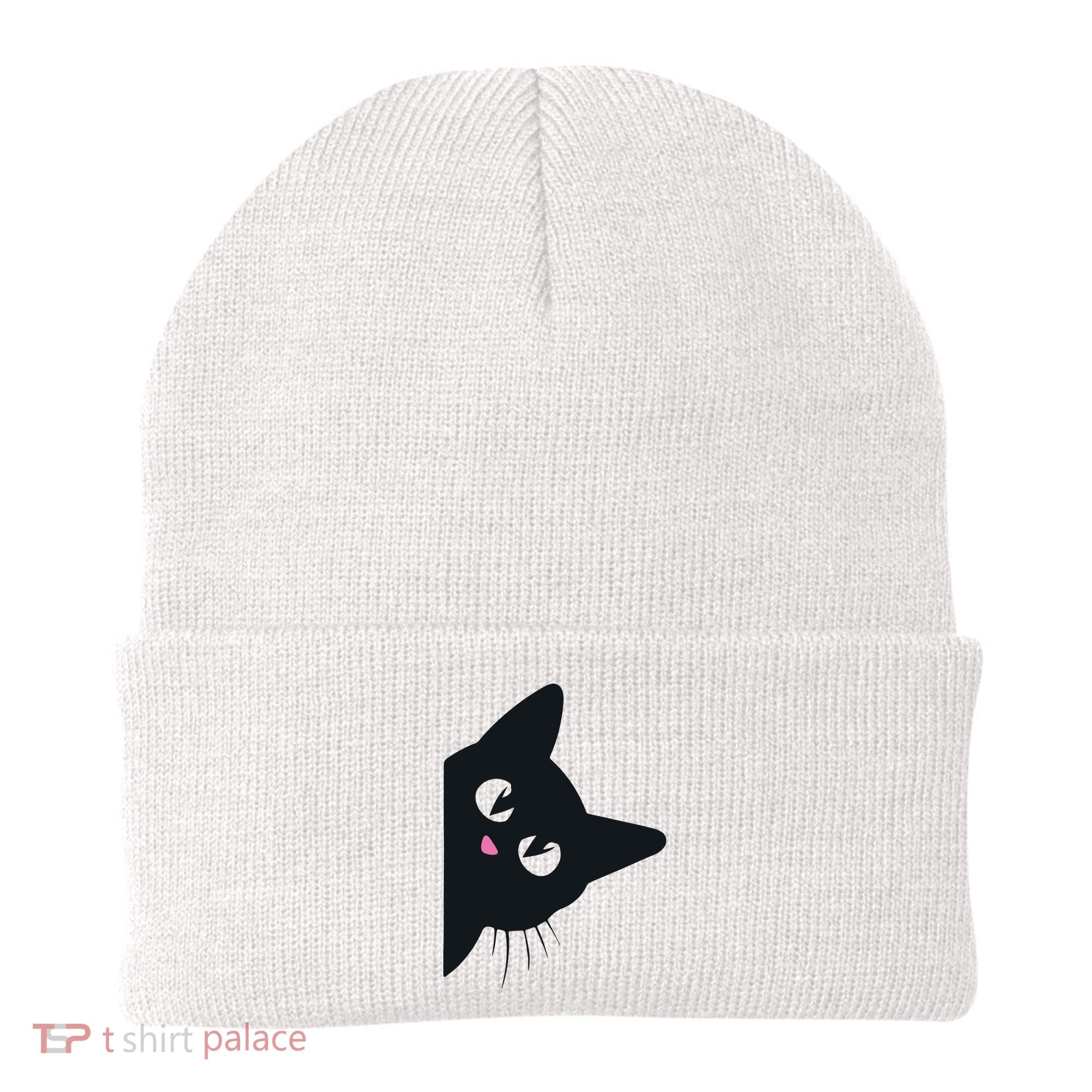 Cute Black Cat Halloween Costume Kitten Adult Beanie