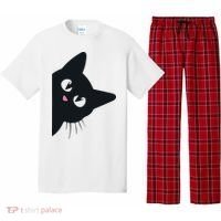 Cute Black Cat Halloween Costume Kitten Adult Pajama Set thumb 0