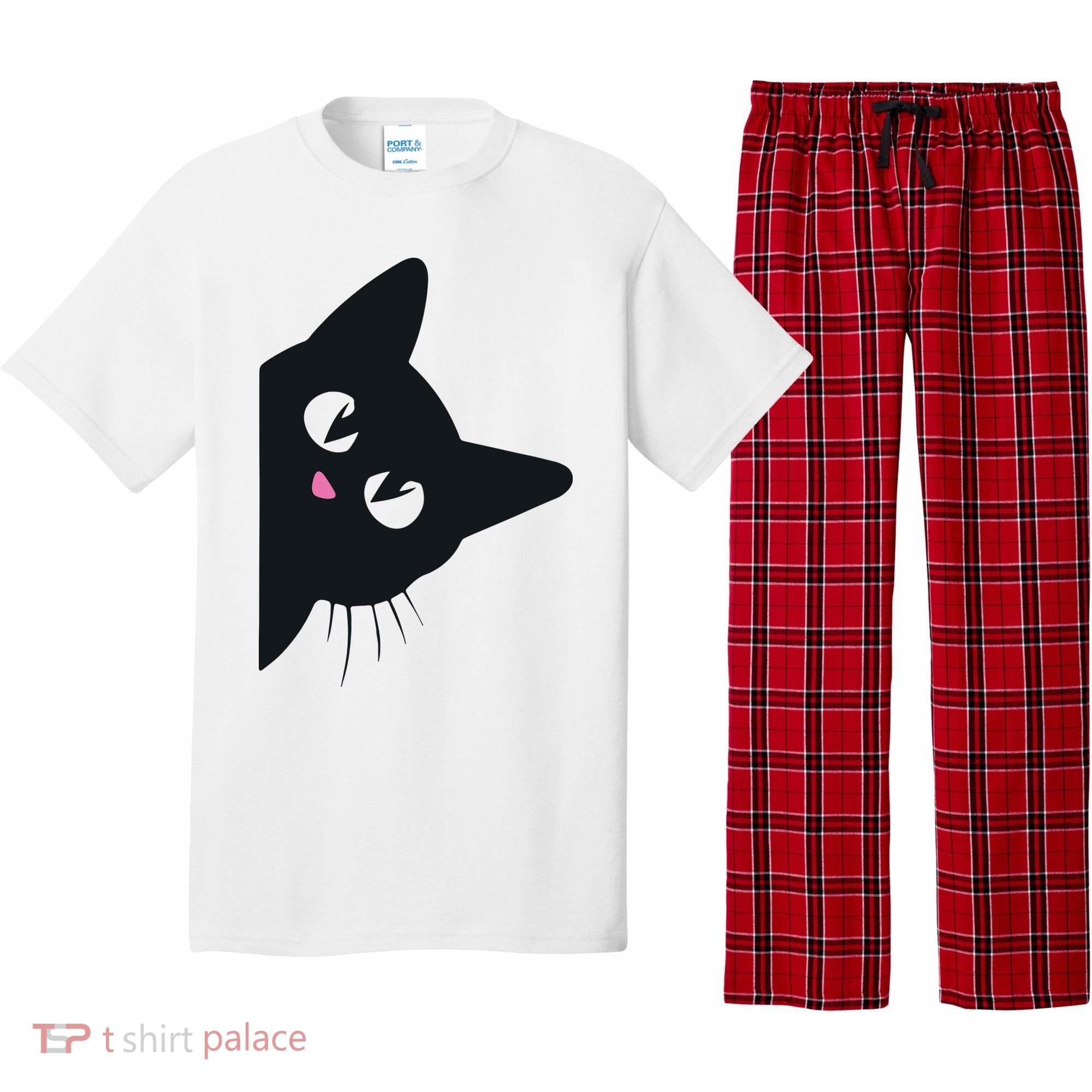 Cute Black Cat Halloween Costume Kitten Adult Pajama Set