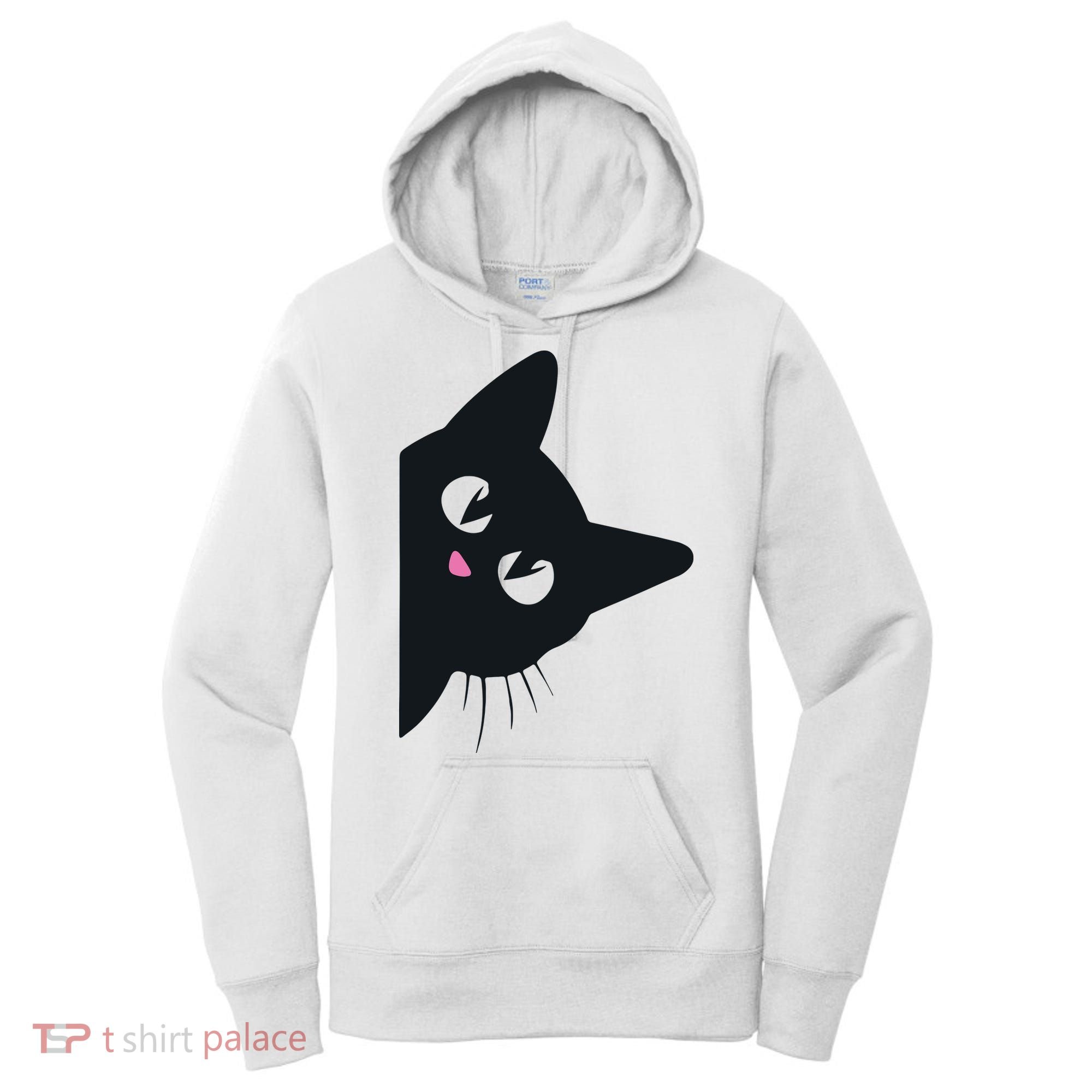 Cute Black Cat Halloween Costume Kitten Adult Women's Hoodie