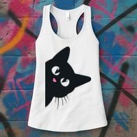 Cute Black Cat Halloween Costume Kitten Adult Women's Tank Top thumb 3