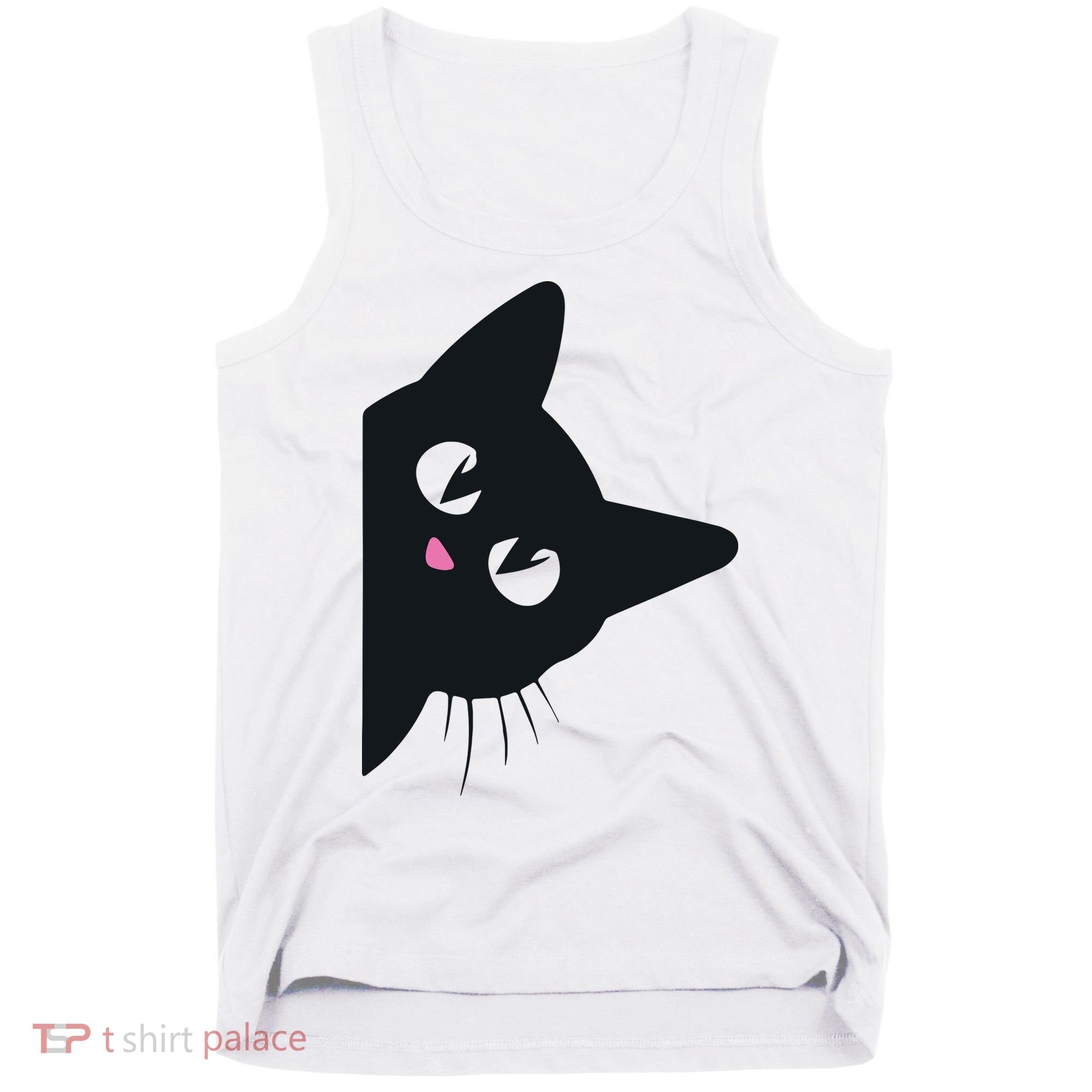 Cute Black Cat Halloween Costume Kitten Adult Tank Top