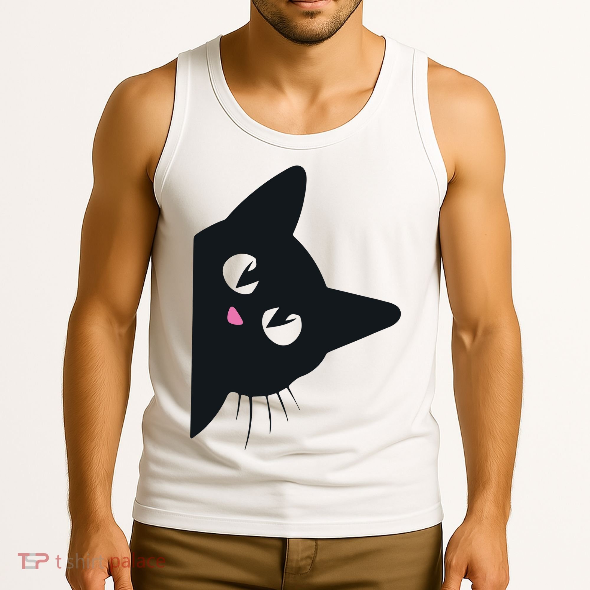 Cute Black Cat Halloween Costume Kitten Adult Tank Top