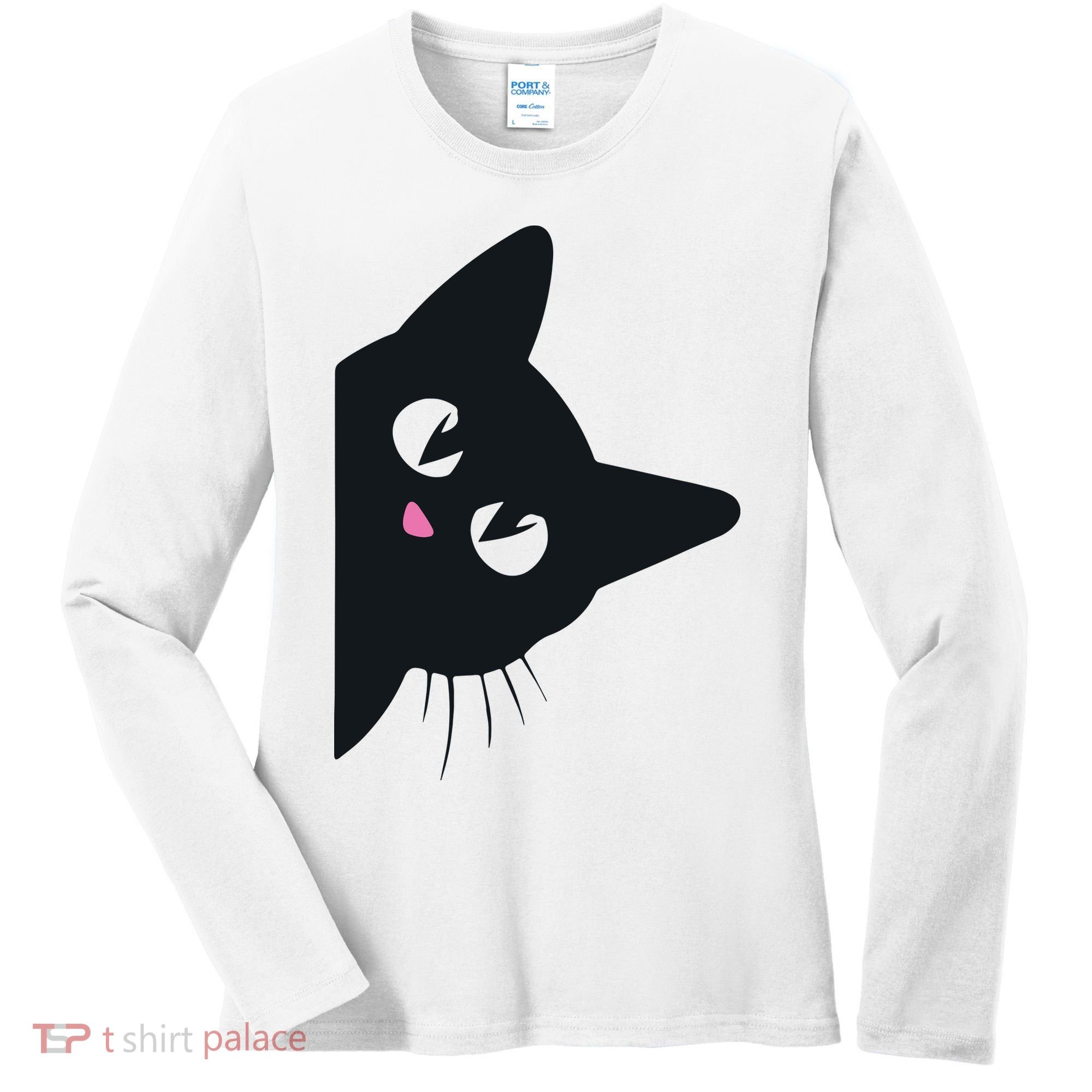 Cute Black Cat Halloween Costume Kitten Adult Women's Long Sleeve Shirt