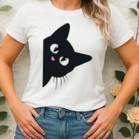 Cute Black Cat Halloween Costume Kitten Adult Women's T-Shirt thumb 2