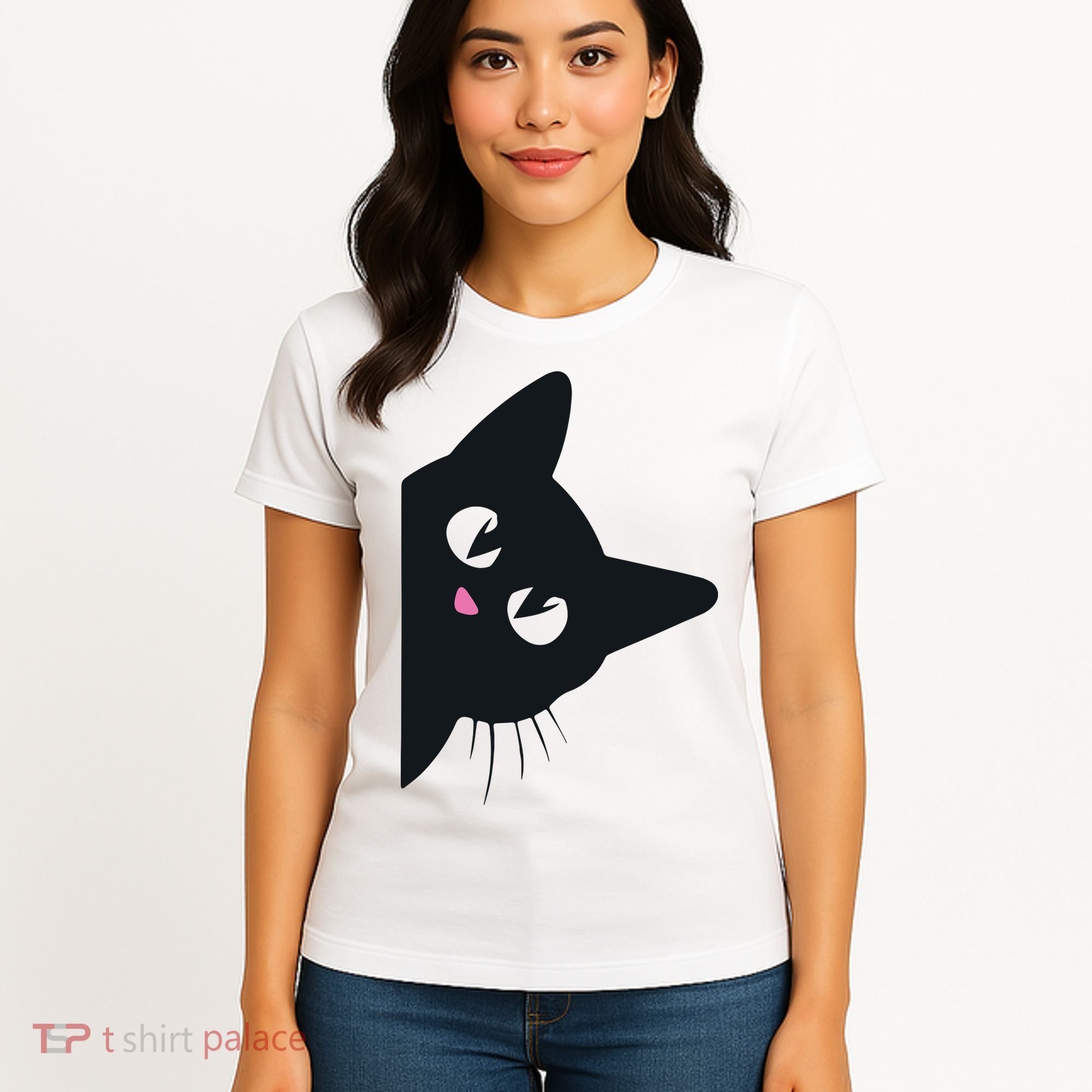 Cute Black Cat Halloween Costume Kitten Adult Women's T-Shirt