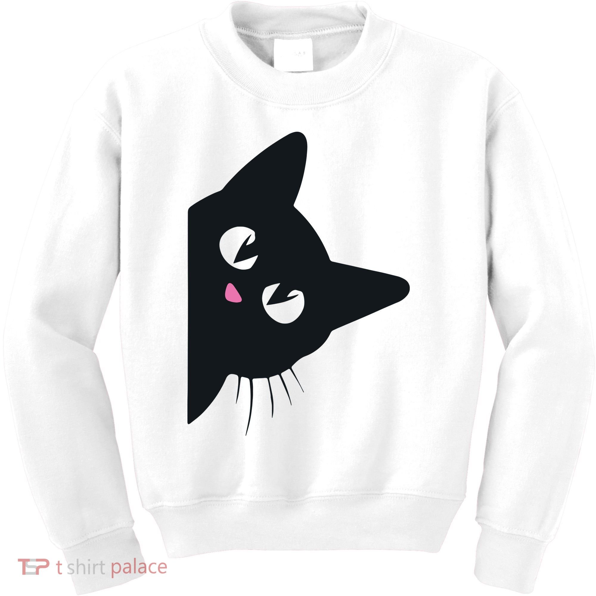 Cute Black Cat Halloween Costume Kitten Adult Kids Sweatshirt
