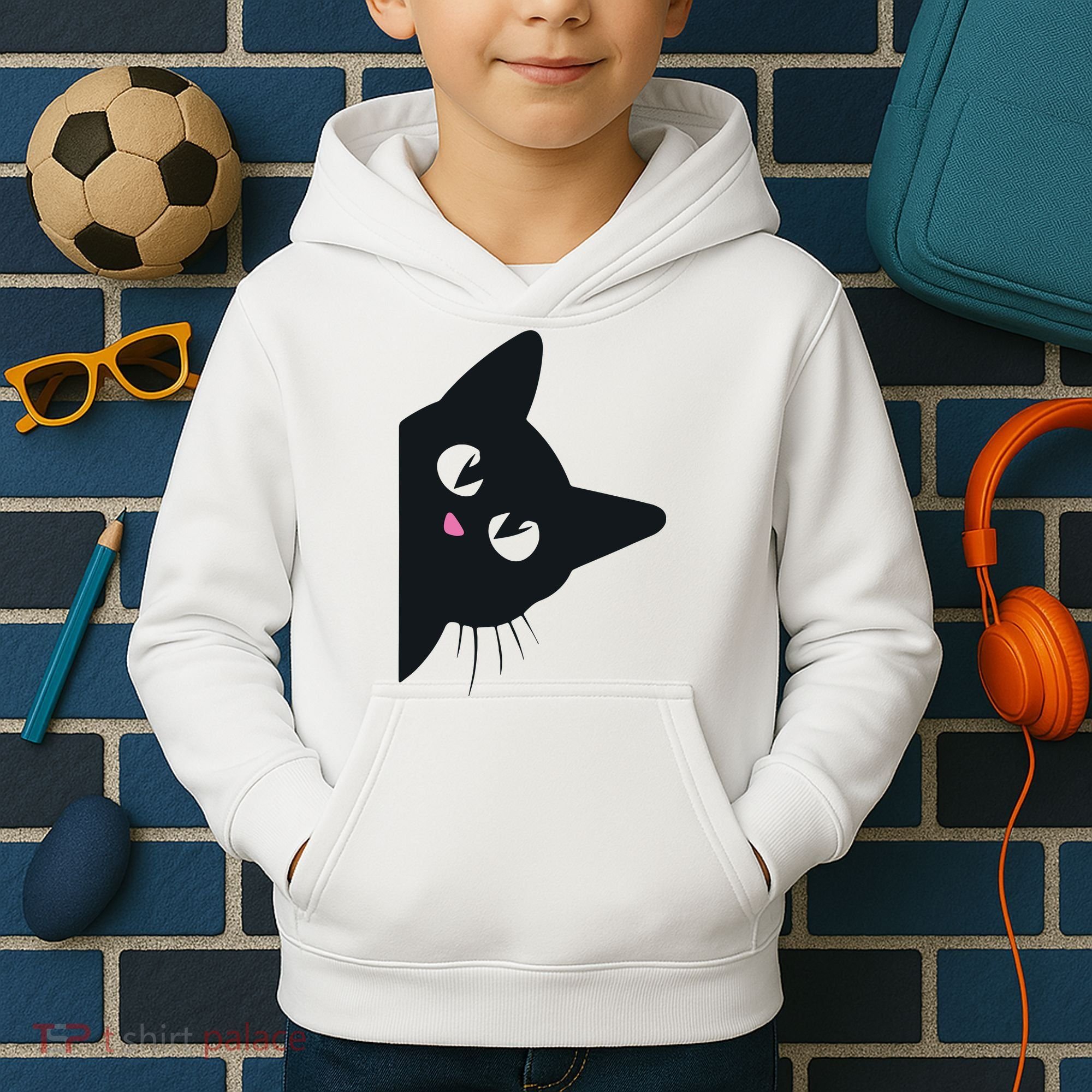 Cute Black Cat Halloween Costume Kitten Adult Kids Hoodie