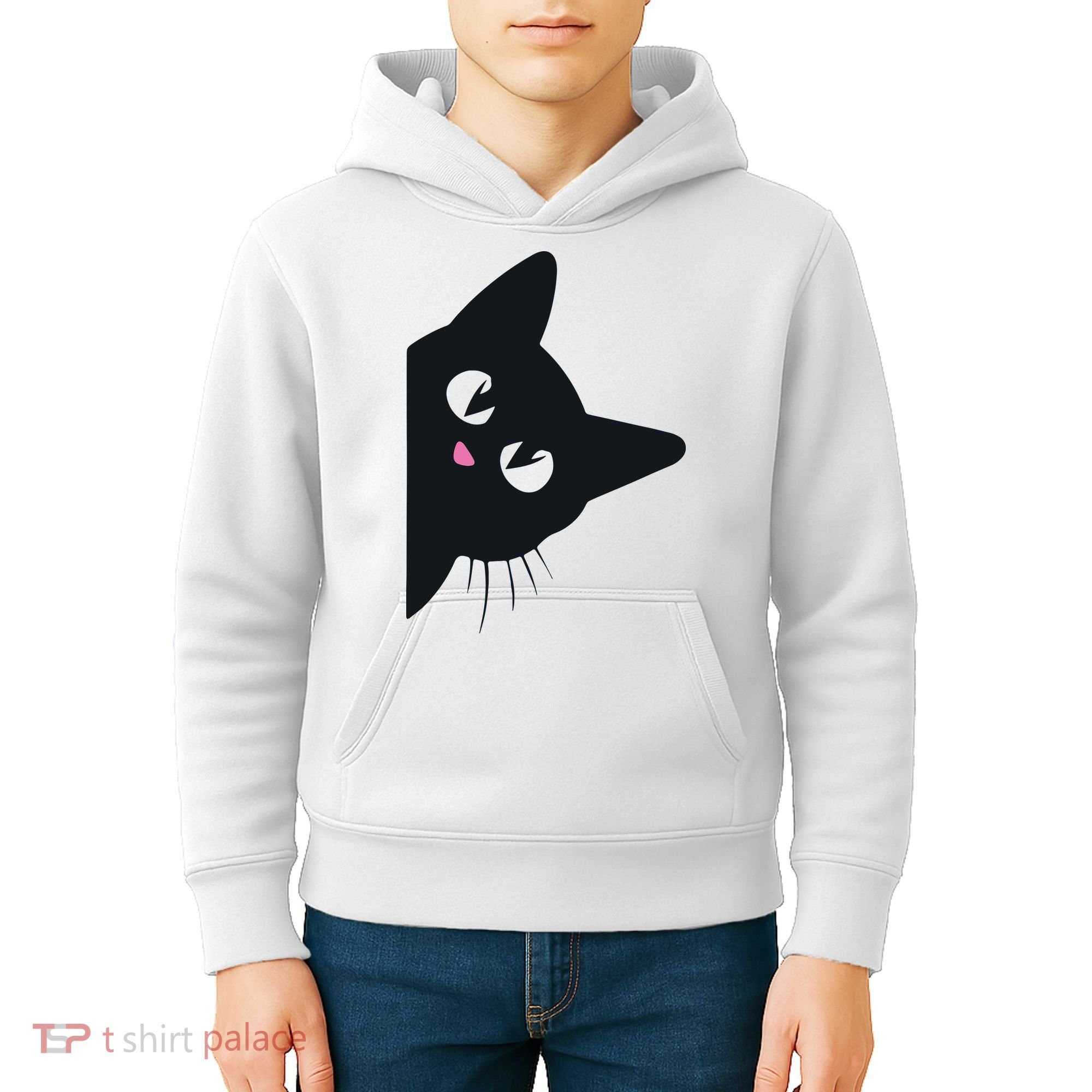 Cute Black Cat Halloween Costume Kitten Adult Kids Hoodie