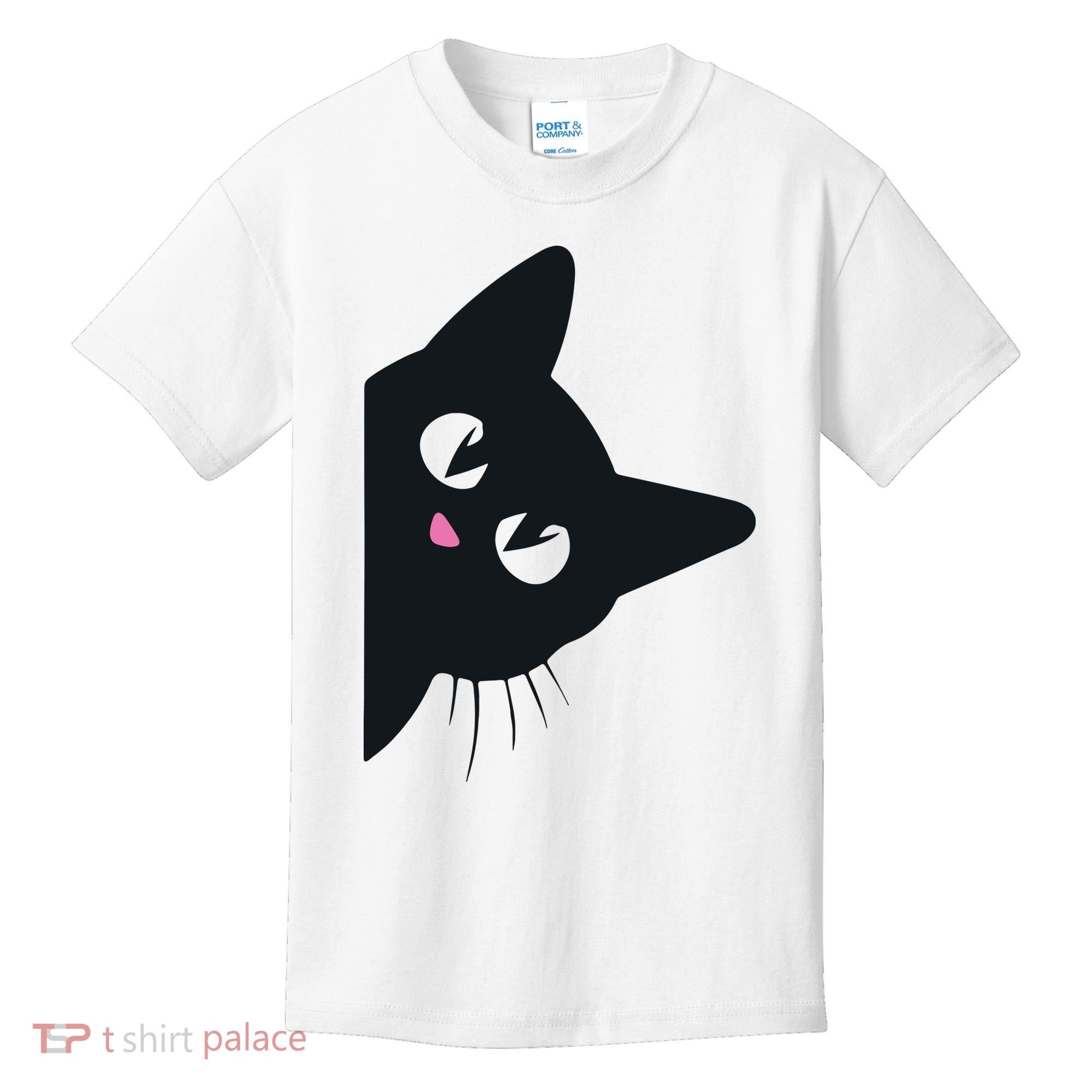 Cute Black Cat Halloween Costume Kitten Adult Kids T-Shirt