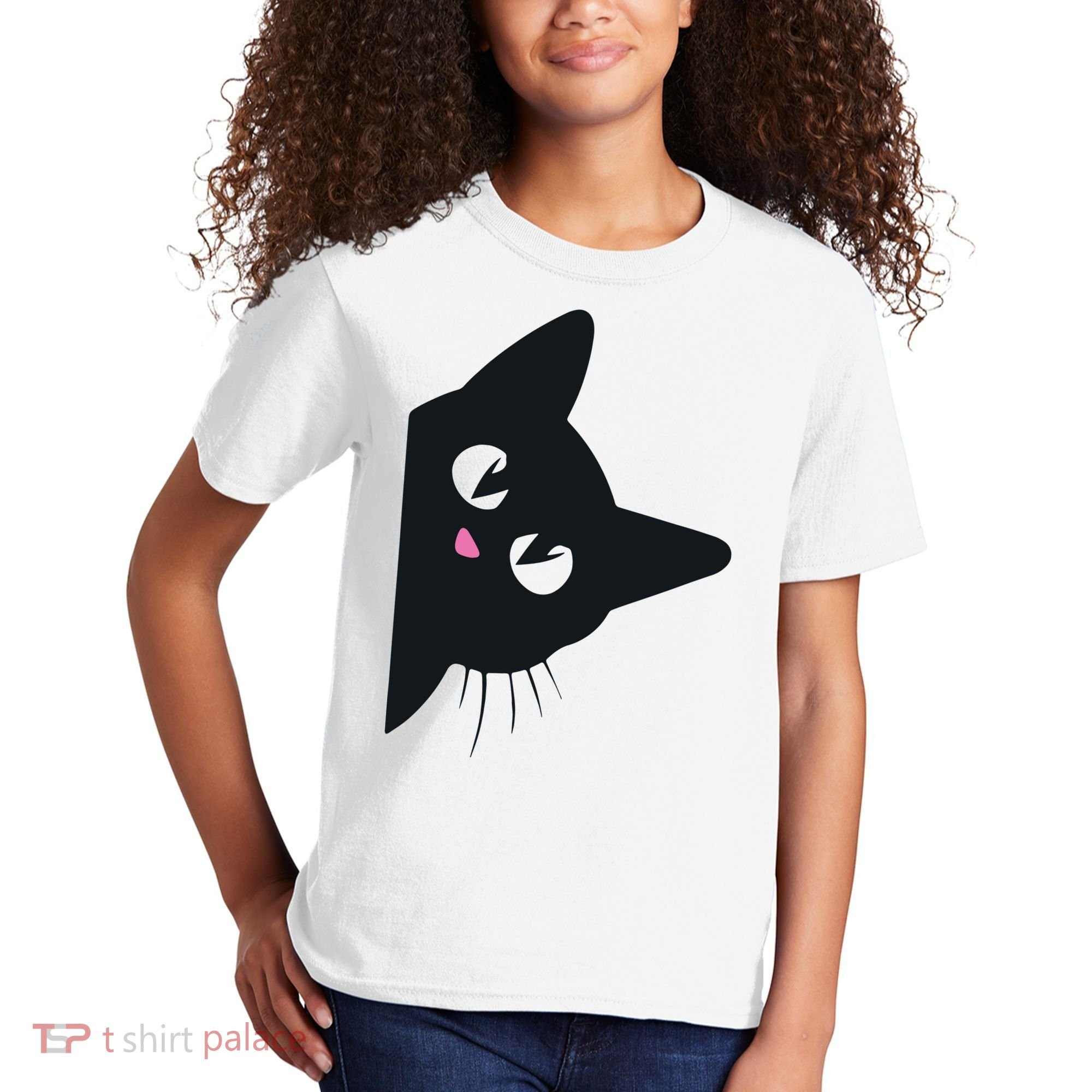 Cute Black Cat Halloween Costume Kitten Adult Kids T-Shirt