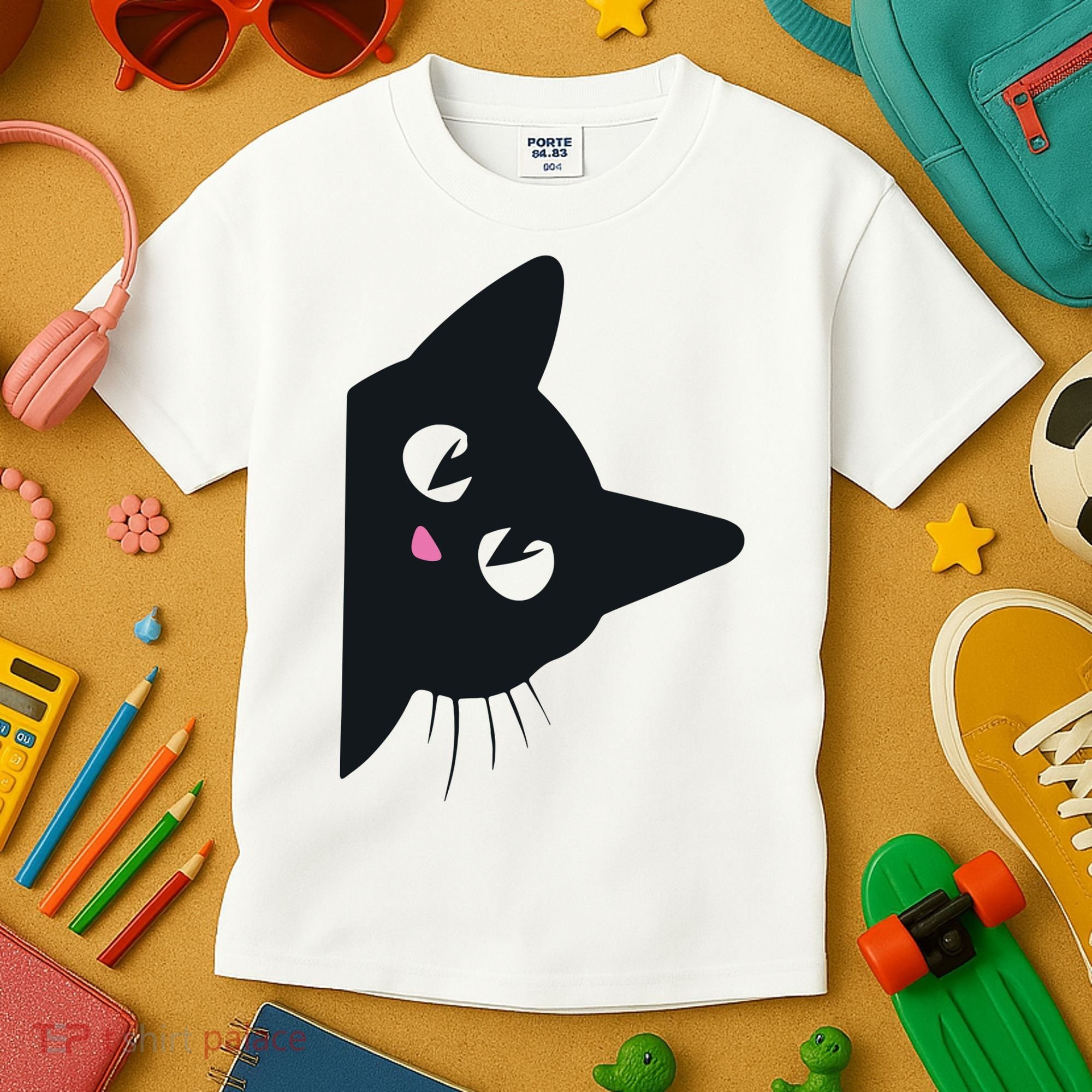Cute Black Cat Halloween Costume Kitten Adult Kids T-Shirt