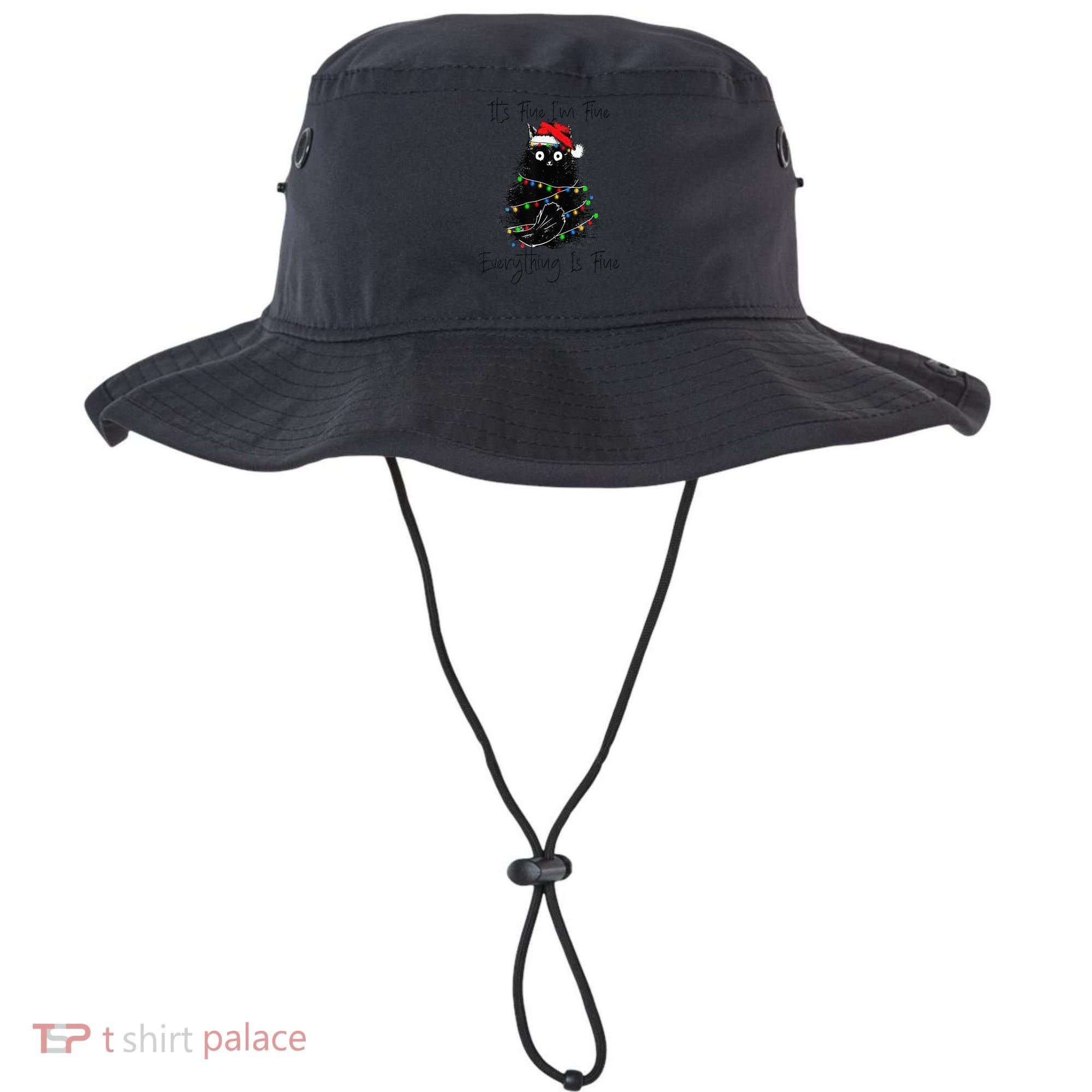 Christmas Black Cat It's Fine I'm Fine Everything Is Fine Bucket Hat