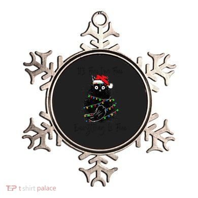 Christmas Black Cat It's Fine I'm Fine Everything Is Fine Ornament
