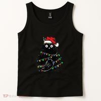 Christmas Black Cat It's Fine I'm Fine Everything Is Fine Tank Top thumb 2
