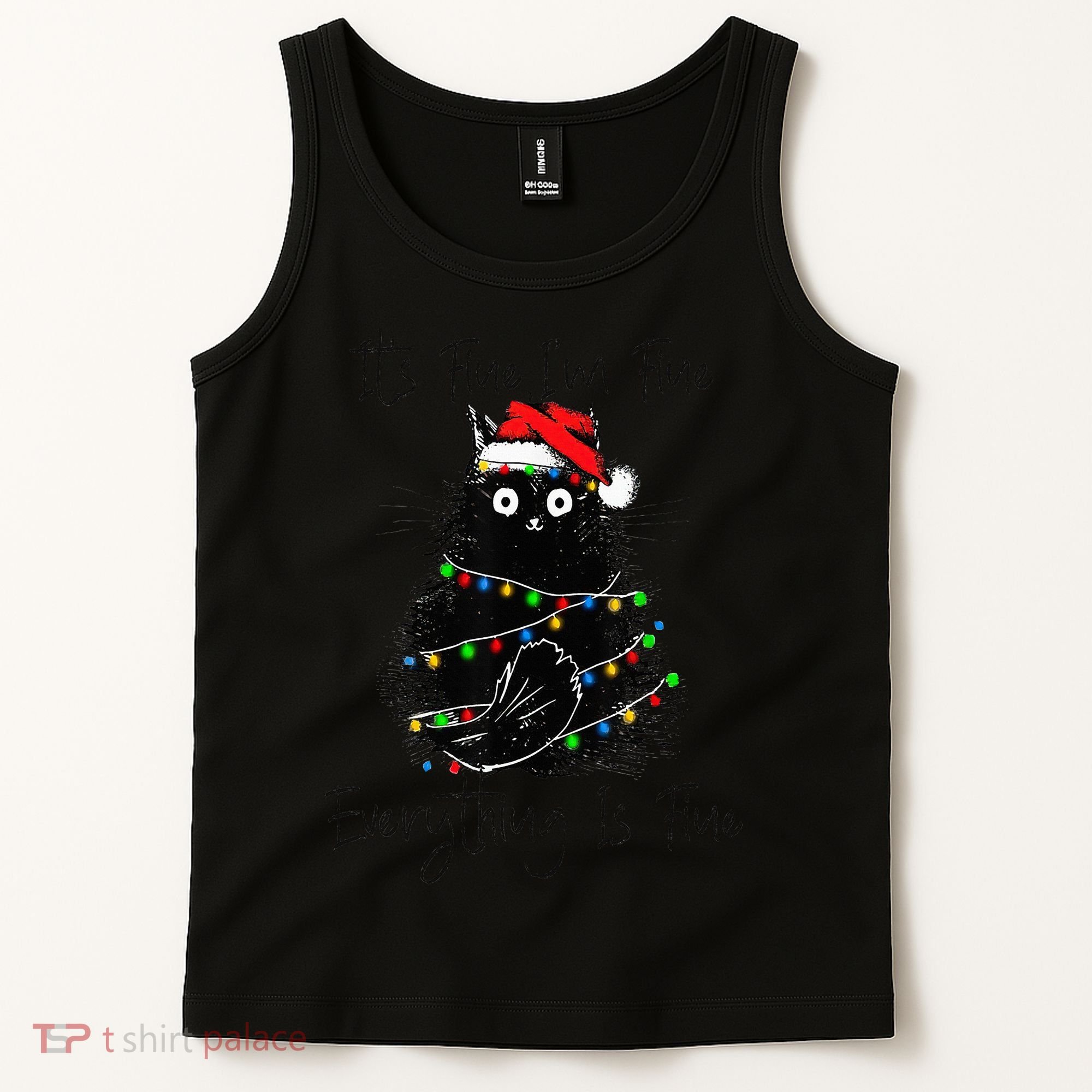 Christmas Black Cat It's Fine I'm Fine Everything Is Fine Tank Top