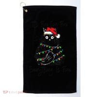 Christmas Black Cat It's Fine I'm Fine Everything Is Fine Golf Towel thumb 0