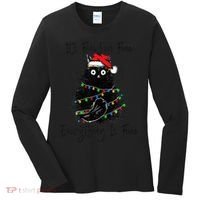 Christmas Black Cat It's Fine I'm Fine Everything Is Fine Women's Long Sleeve Shirt thumb 0