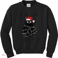 Christmas Black Cat It's Fine I'm Fine Everything Is Fine Kids Sweatshirt thumb 0