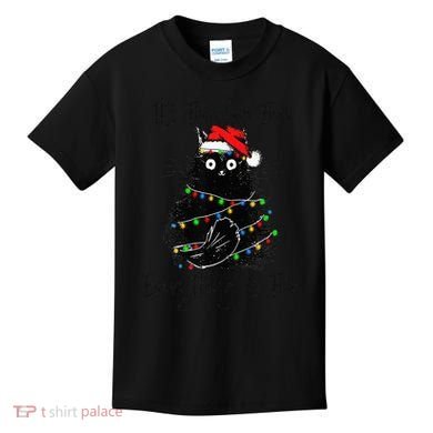 Christmas Black Cat It's Fine I'm Fine Everything Is Fine Kids T-Shirt