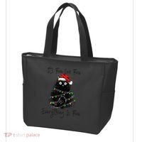 Christmas Black Cat It's Fine I'm Fine Everything Is Fine Tote Bag thumb 3