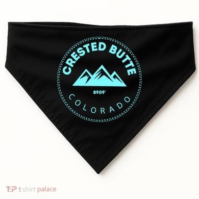 Crested Butte Colorado Mountain Town Elevated Co Skiing Gift USA-Made Doggie Bandana