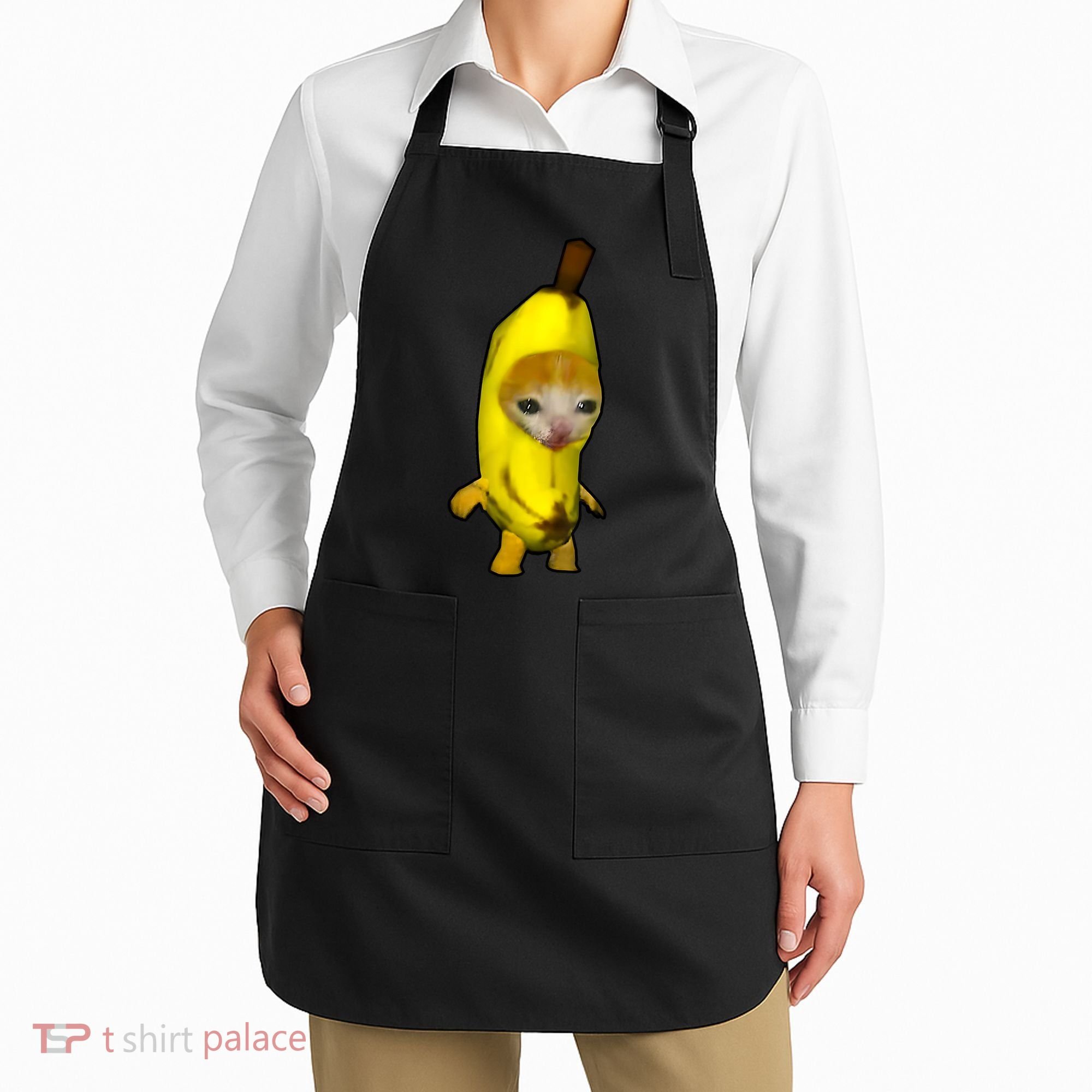 Cute Banana Cat Happy Bananacat Meme Kitty Cat Lovers Meme Apron