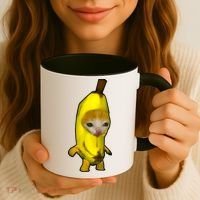 Cute Banana Cat Happy Bananacat Meme Kitty Cat Lovers Meme Coffee Mug thumb 3