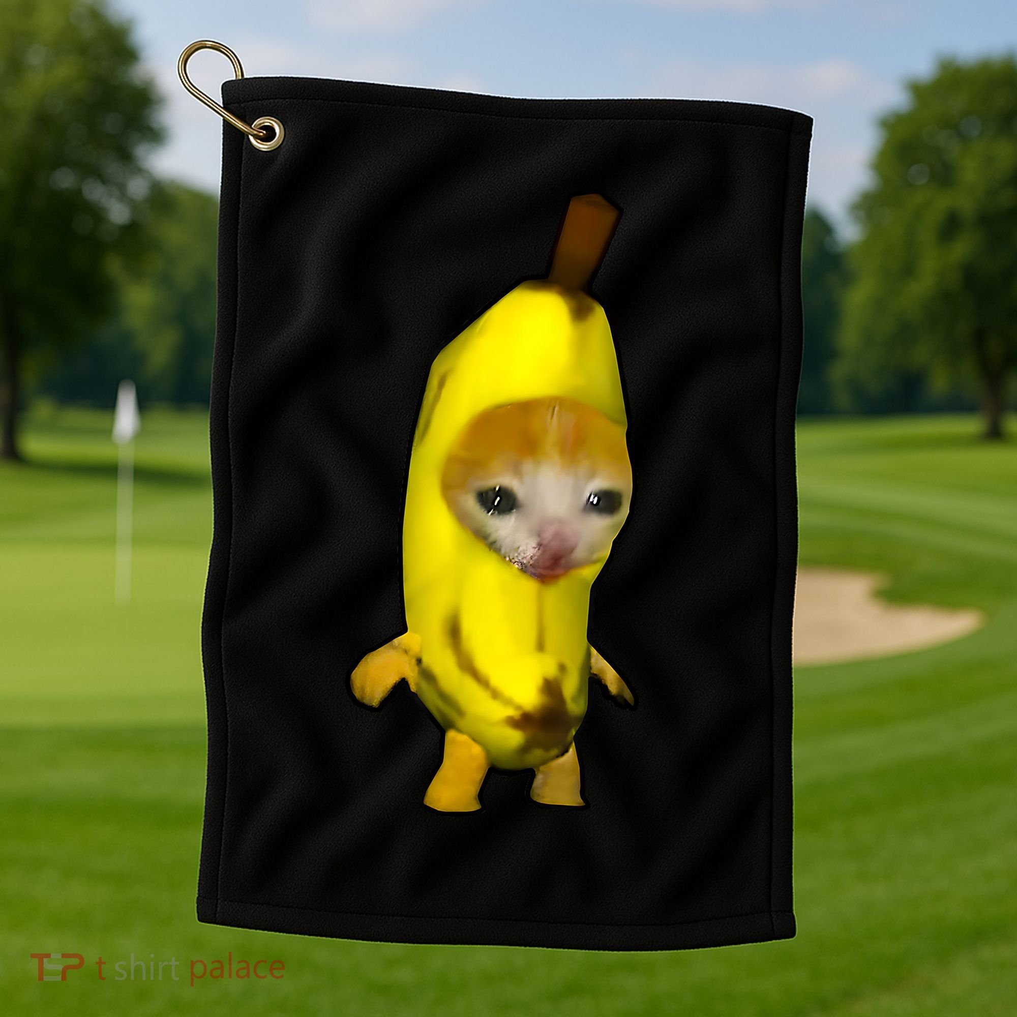 Cute Banana Cat Happy Bananacat Meme Kitty Cat Lovers Meme Golf Towel