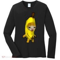 Cute Banana Cat Happy Bananacat Meme Kitty Cat Lovers Meme Women's Long Sleeve Shirt thumb 0