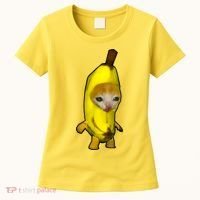 Cute Banana Cat Happy Bananacat Meme Kitty Cat Lovers Meme Women's T-Shirt thumb 0
