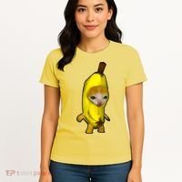Cute Banana Cat Happy Bananacat Meme Kitty Cat Lovers Meme Women's T-Shirt thumb 4