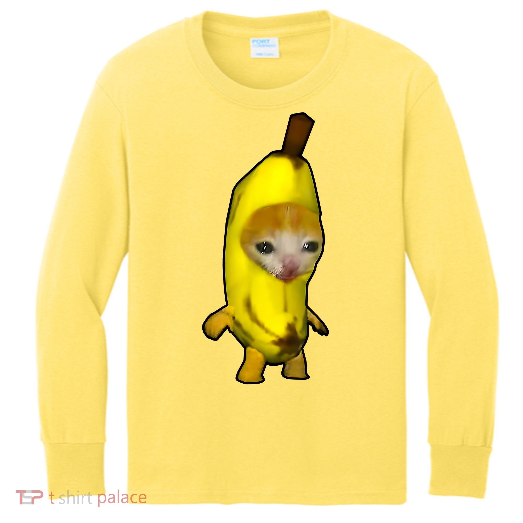 Cute Banana Cat Happy Bananacat Meme Kitty Cat Lovers Meme Kids Long Sleeve Shirt