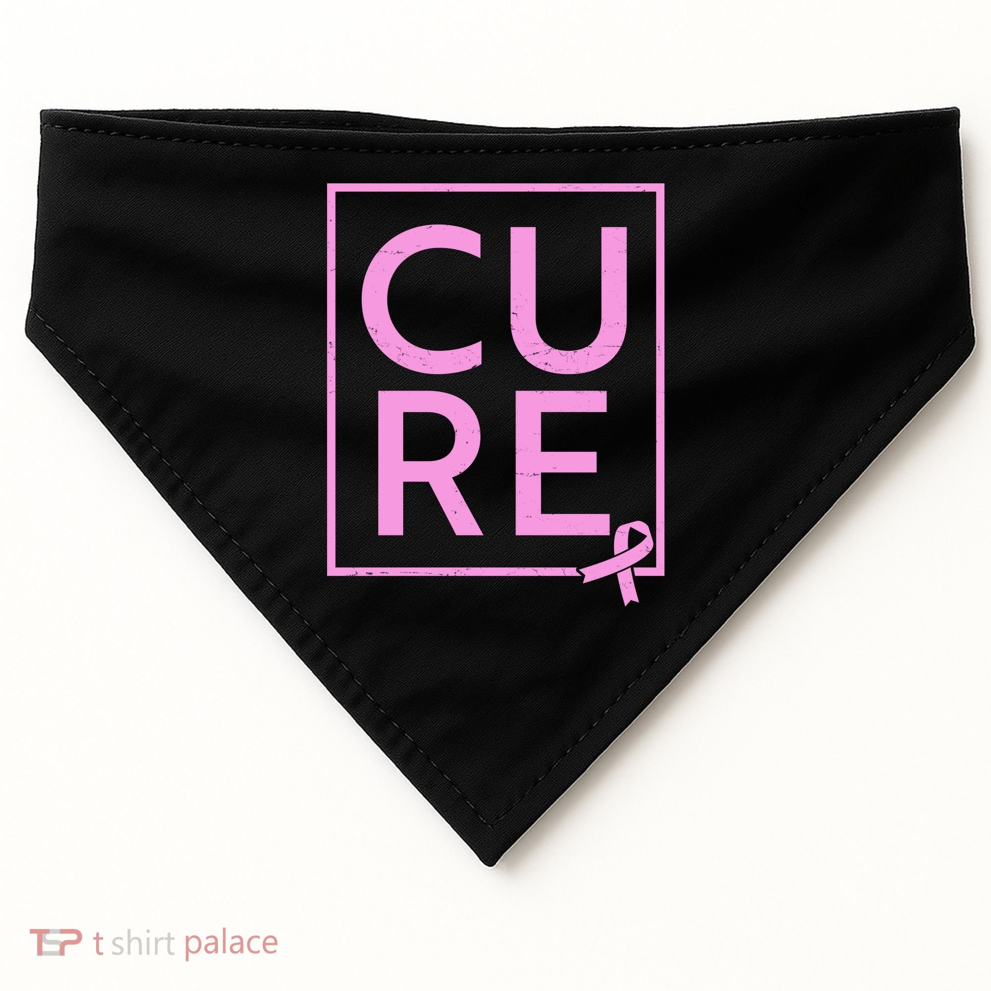 Cure Breast Cancer Awareness Pink Ribbon USA-Made Doggie Bandana
