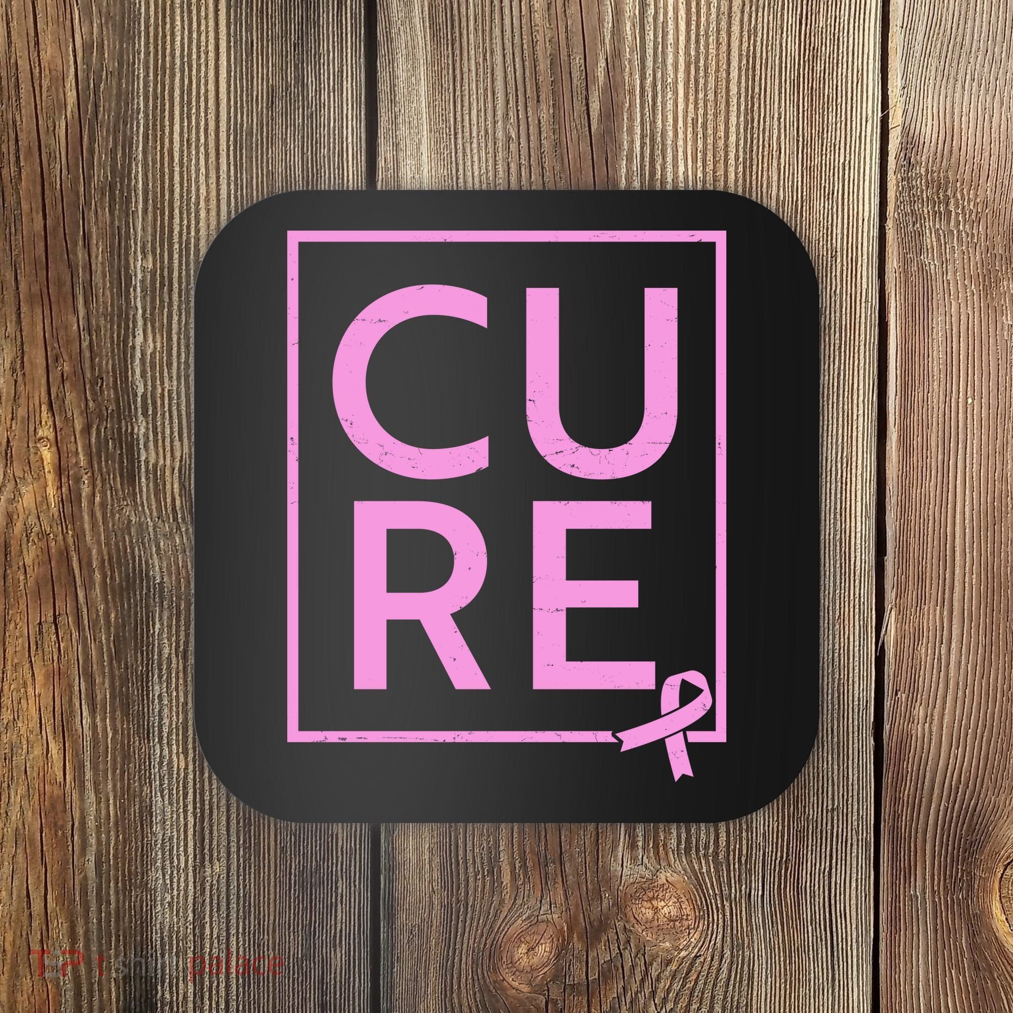 Cure Breast Cancer Awareness Pink Ribbon Coaster