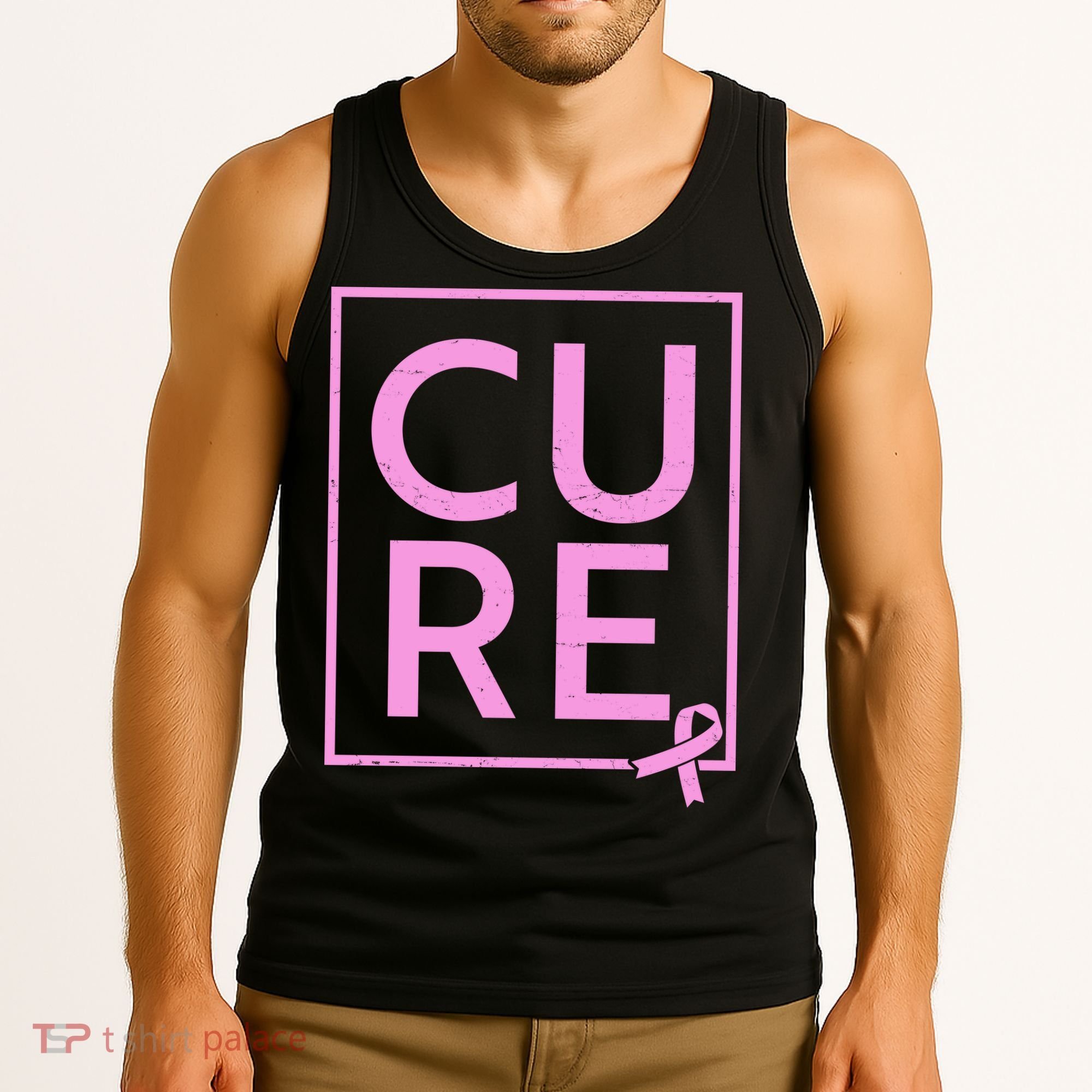 Cure Breast Cancer Awareness Pink Ribbon Tank Top