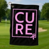 Cure Breast Cancer Awareness Pink Ribbon Golf Towel thumb 1