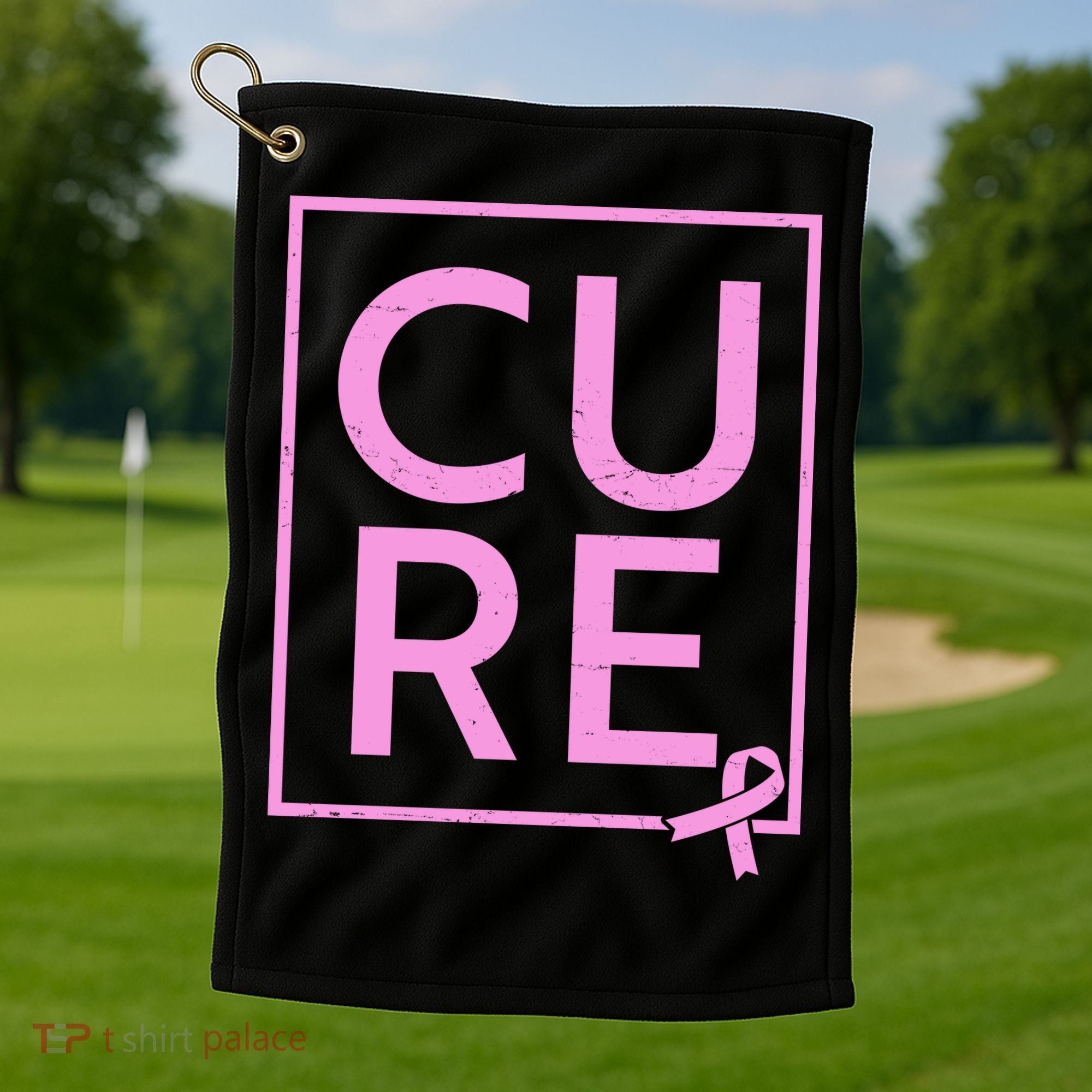 Cure Breast Cancer Awareness Pink Ribbon Golf Towel