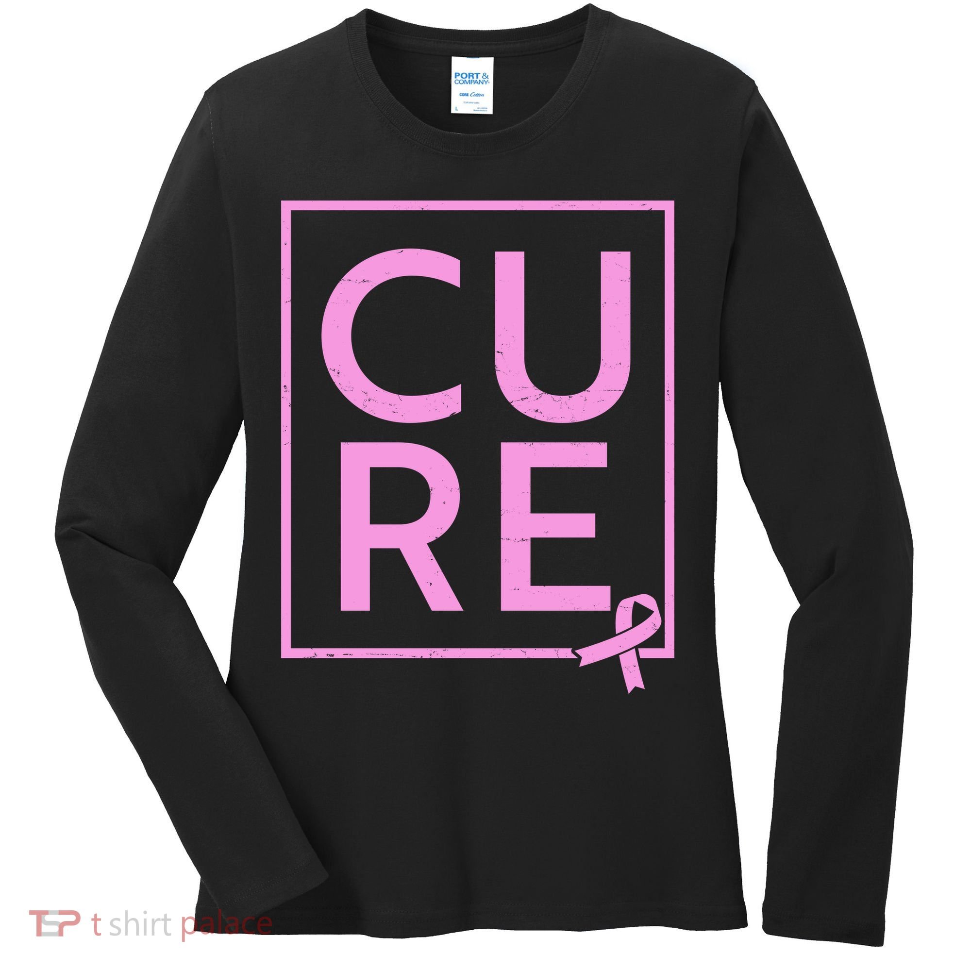 Cure Breast Cancer Awareness Pink Ribbon Women's Long Sleeve Shirt