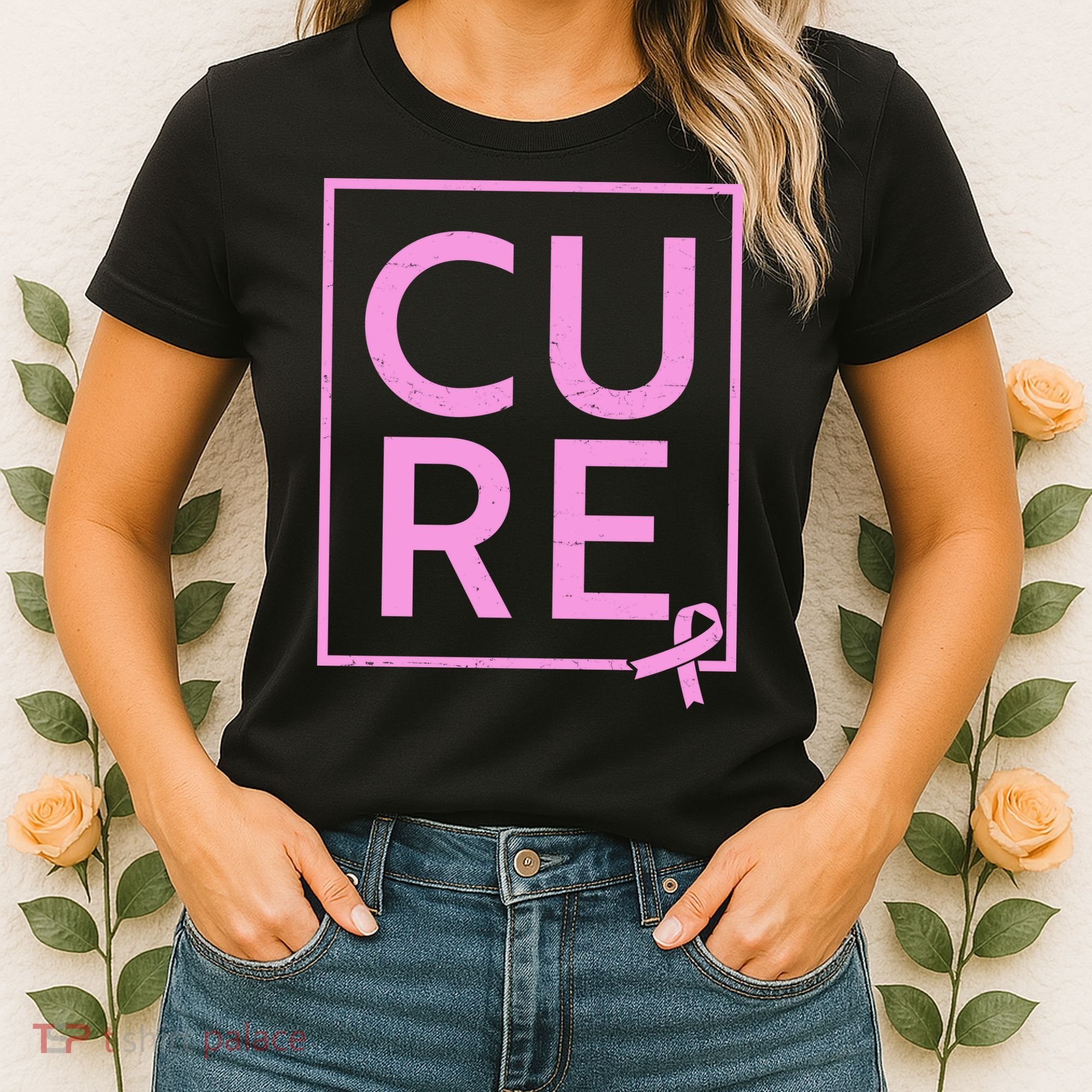 Cure Breast Cancer Awareness Pink Ribbon Women's T-Shirt
